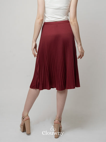 Rok Midi Lipit Vamos - Maroon