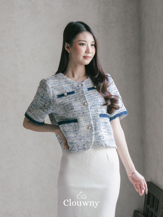 Brusel Tweed Top - Blue