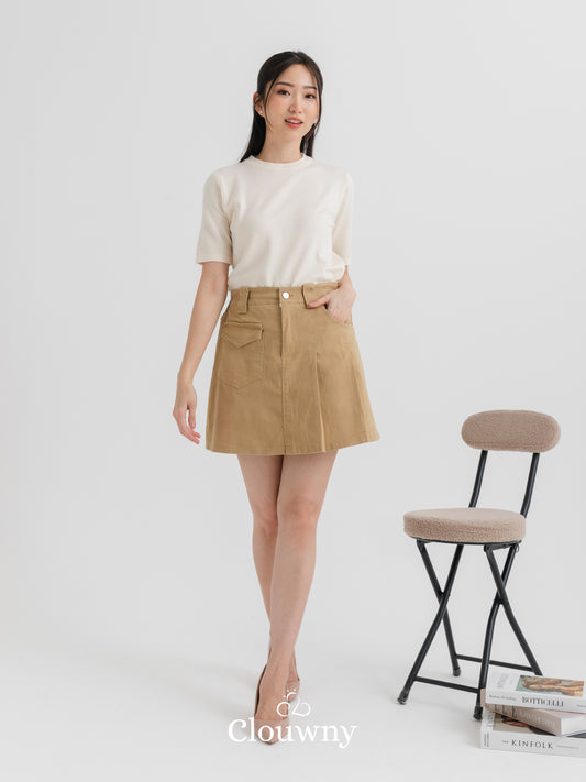 Miel Denim Skort - Khaki