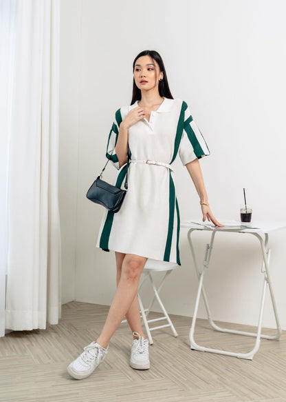 Rora Polo Knit Dress - White