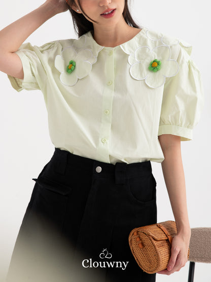 Jacinta Collar Shirt - Sage Green