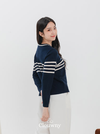 Tanya Stripes Longsleeve - Navy