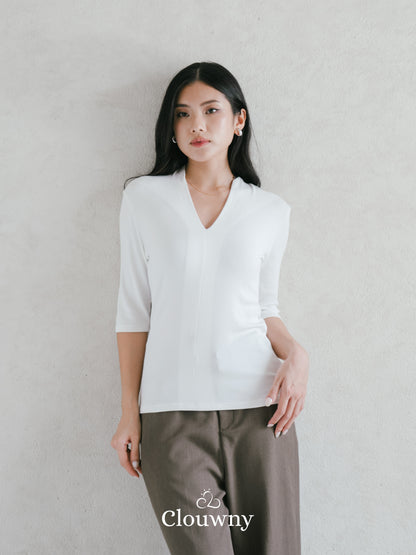 Elara Vneck Top - White