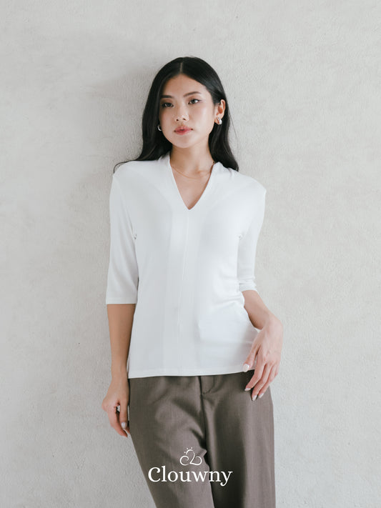 Elara Vneck Top - White