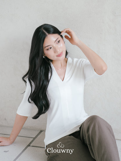Elara Vneck Top - White