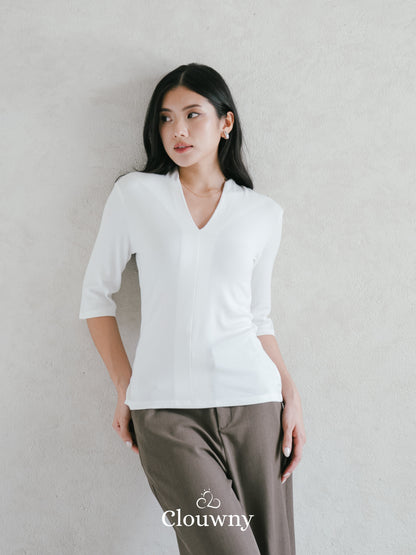Elara Vneck Top - White
