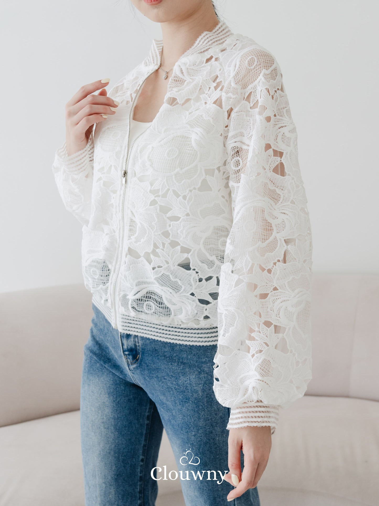 Marri Lace Jacket - White