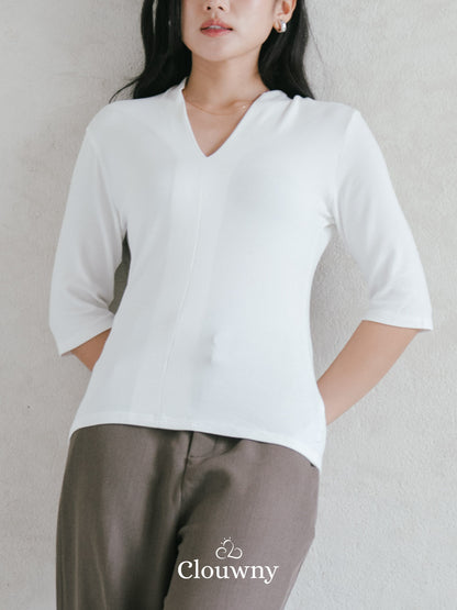 Elara Vneck Top - White