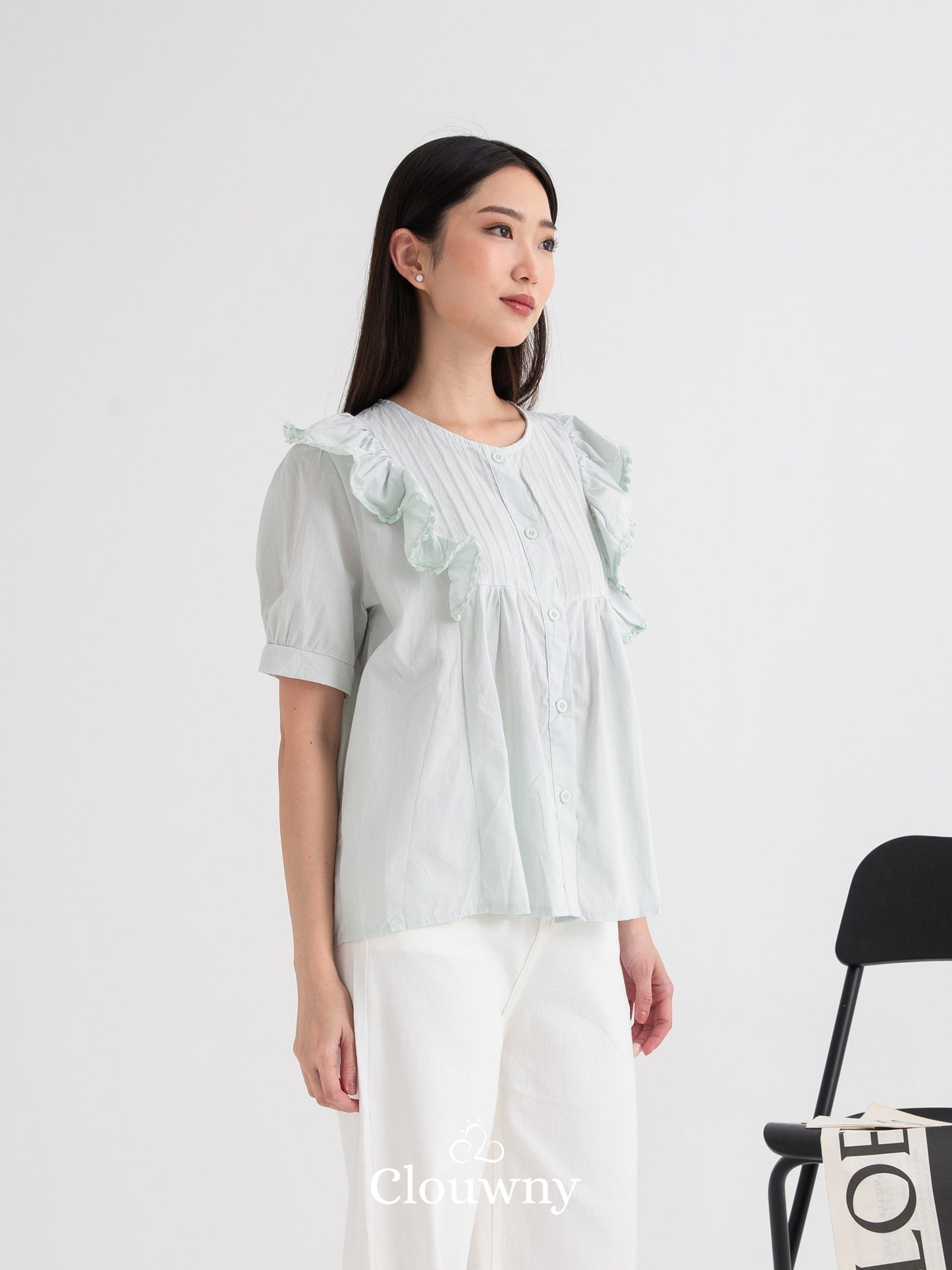 Freny Button Top - Mint