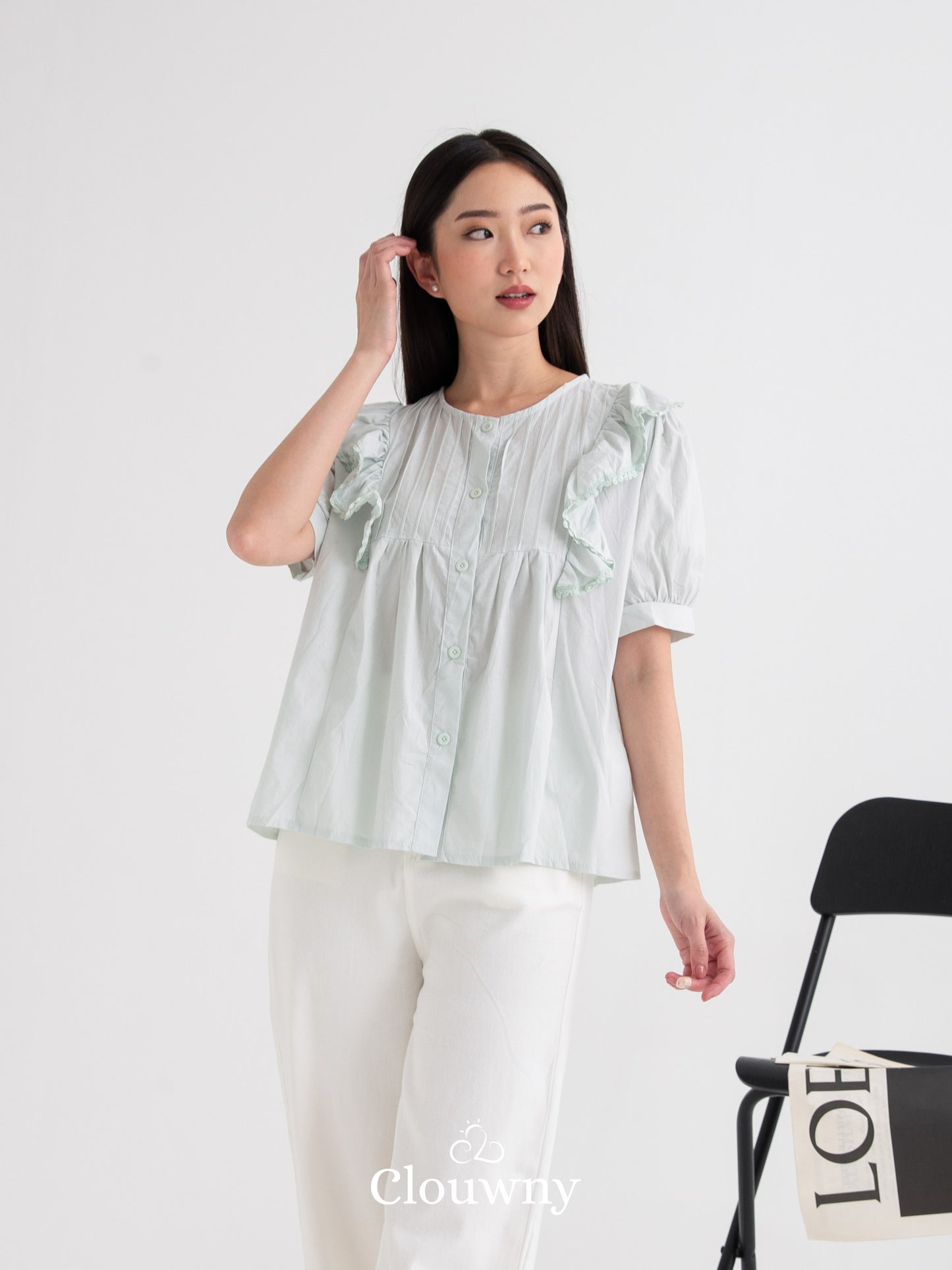 Freny Button Top - Mint