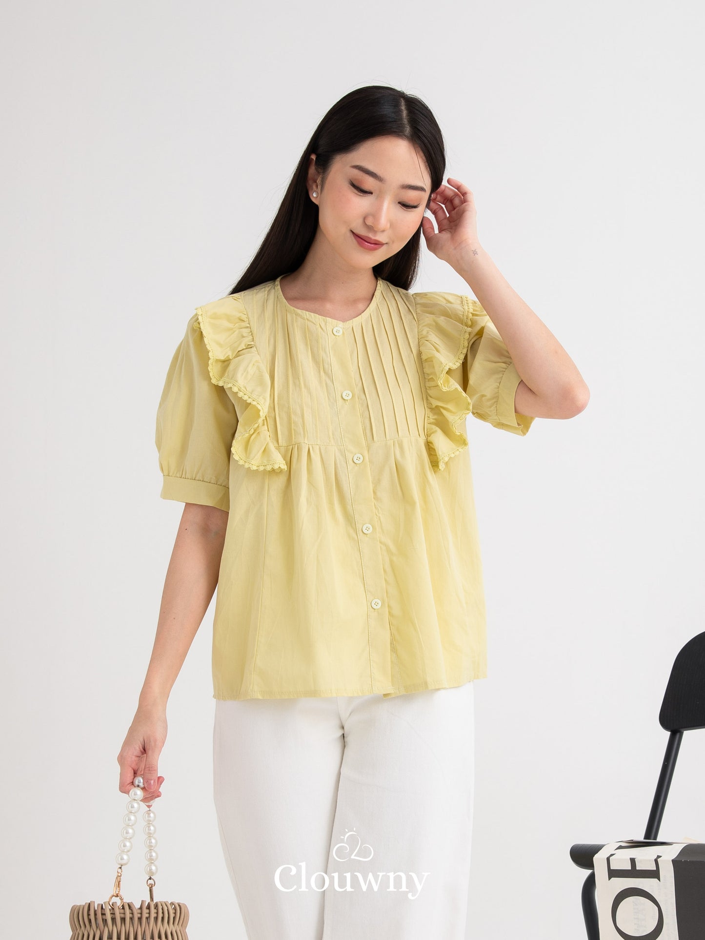 Freny Button Top - Green