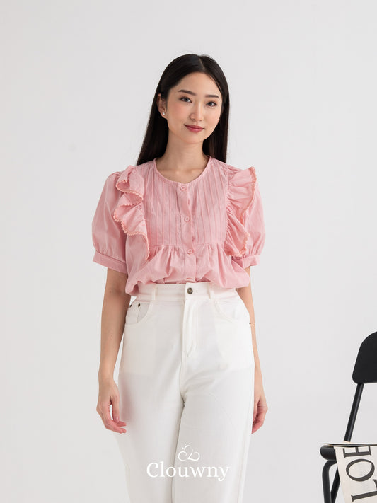 Freny Button Top - Pink