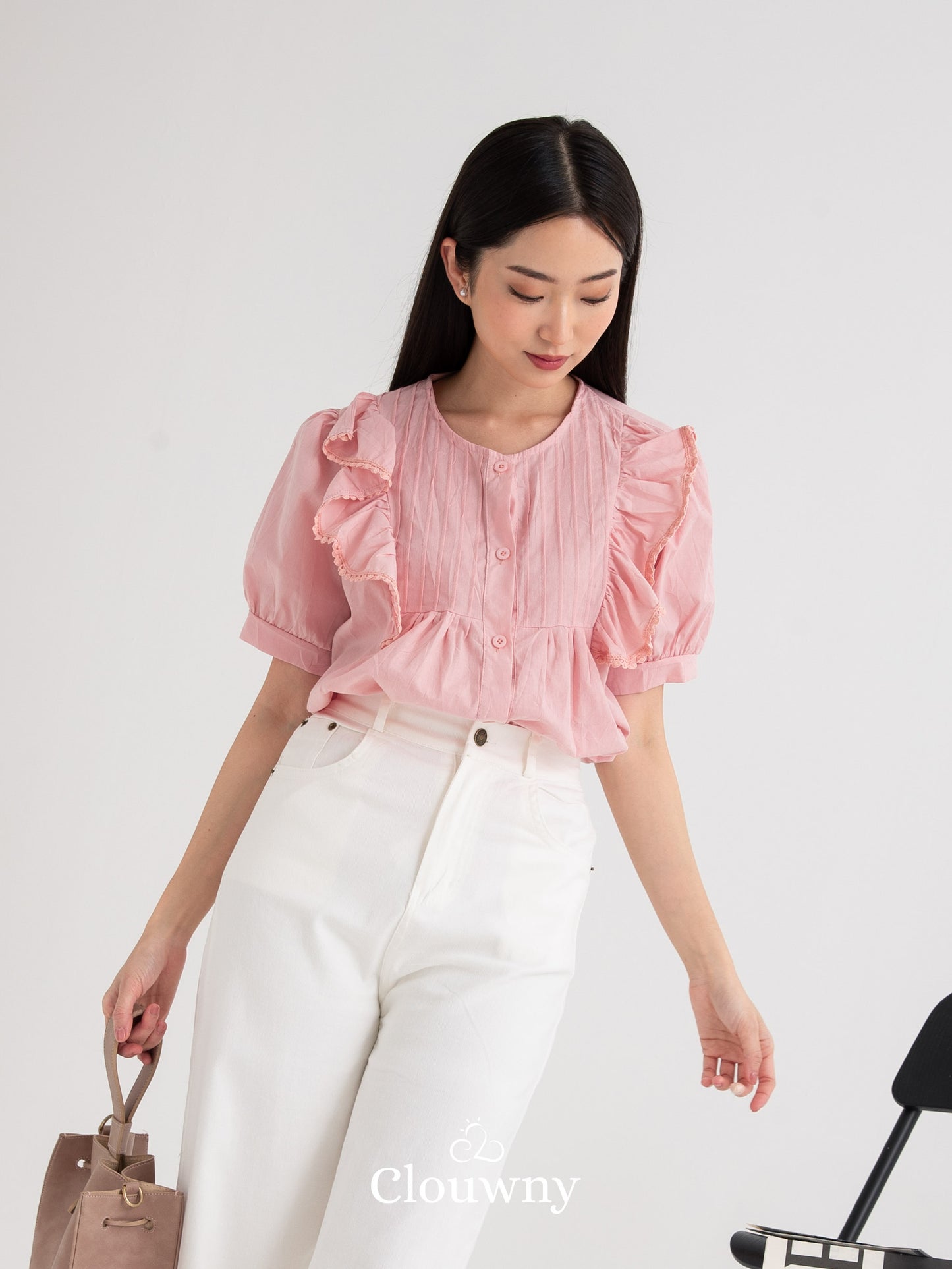 Freny Button Top - Pink