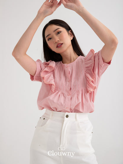 Freny Button Top - Pink