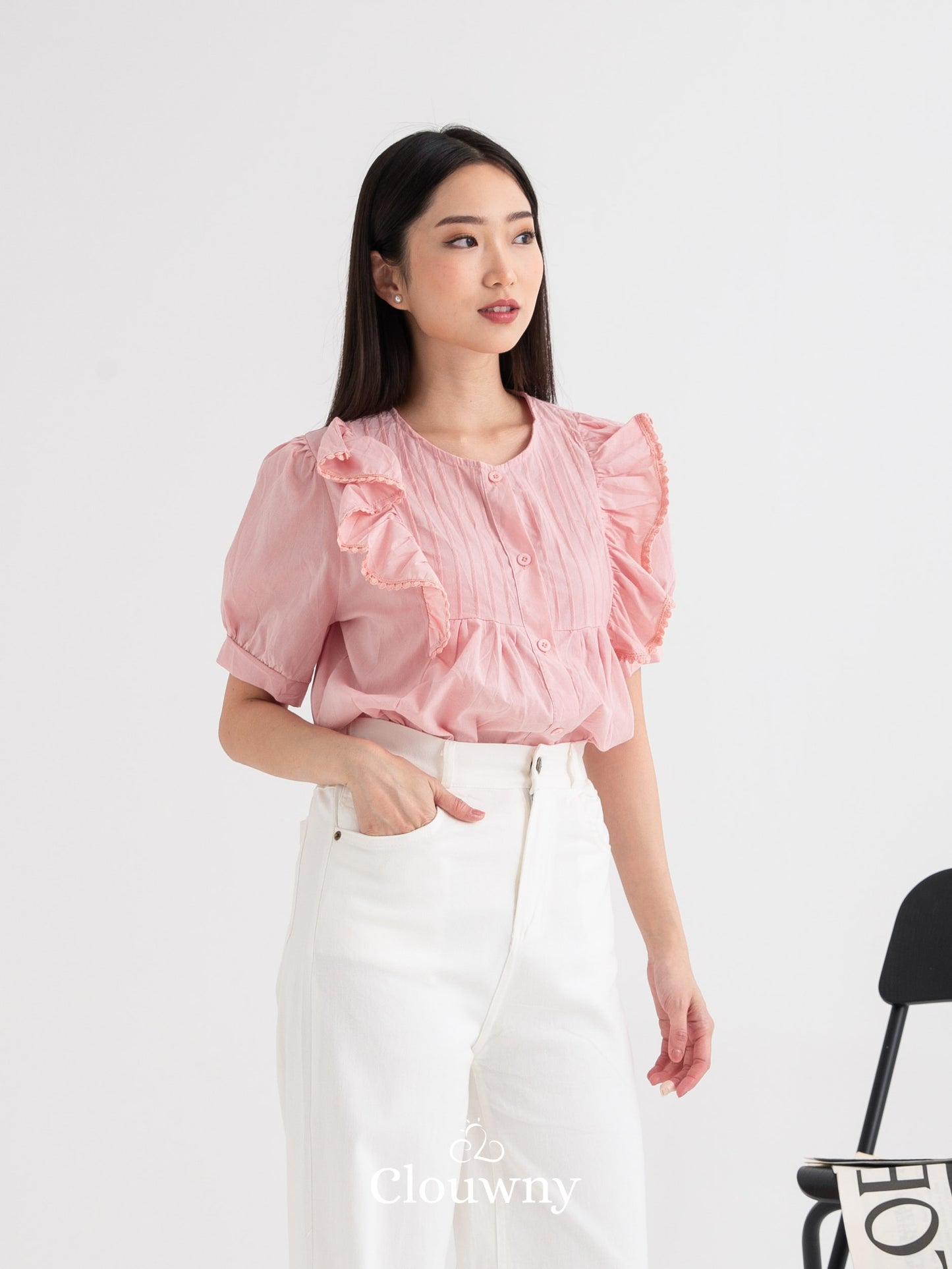 Freny Button Top - Pink