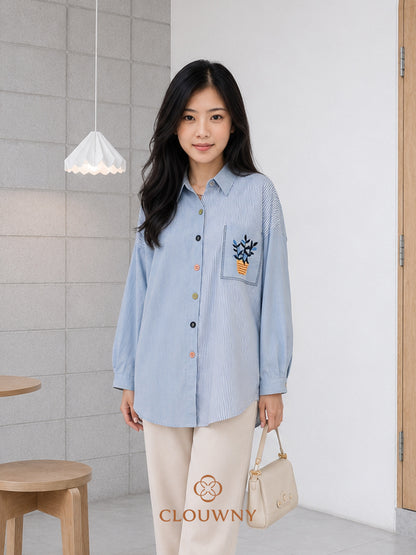 Vaza Pocket Cotton Longsleeve - Blue