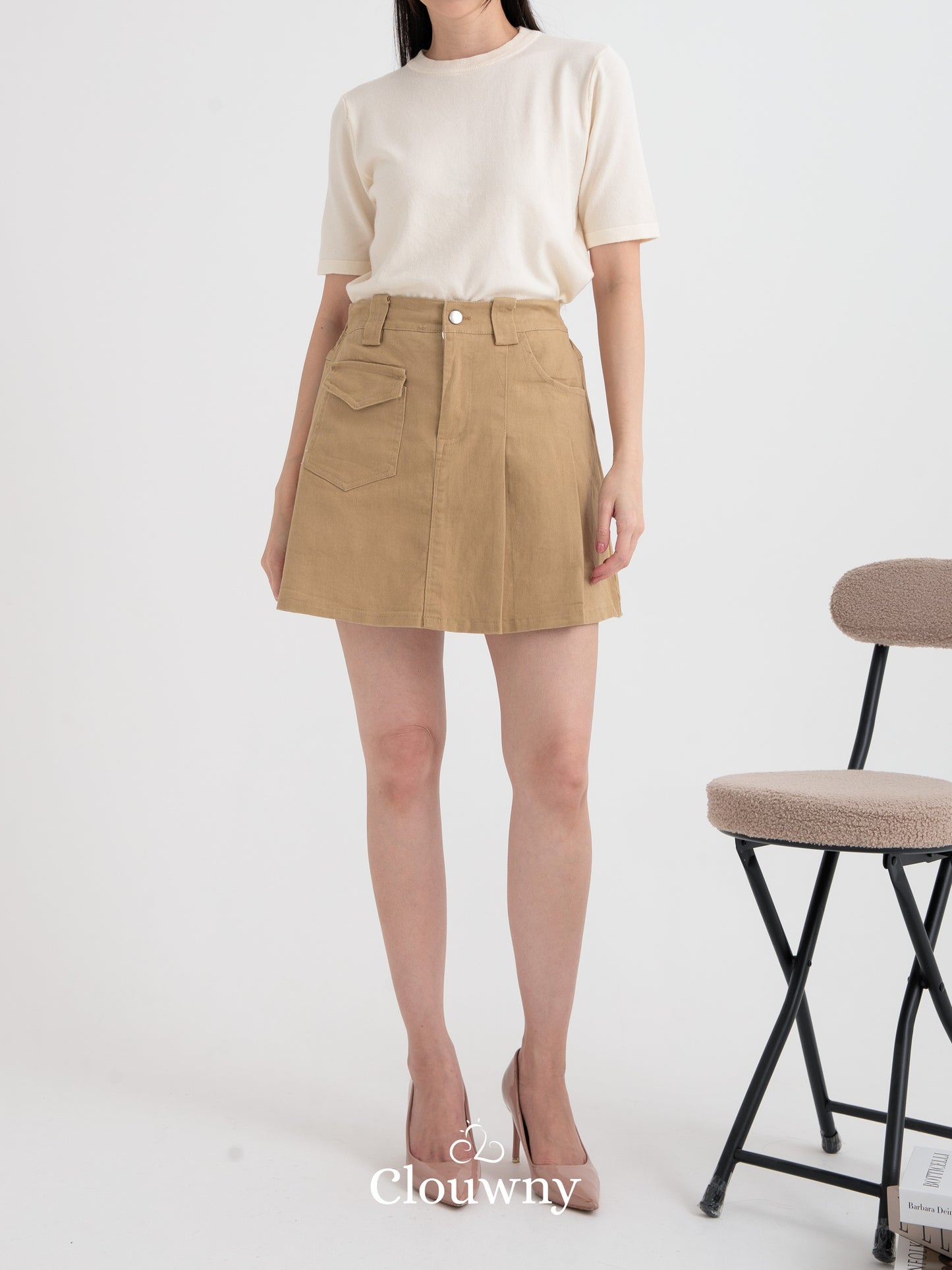 Miel Denim Skort - Khaki