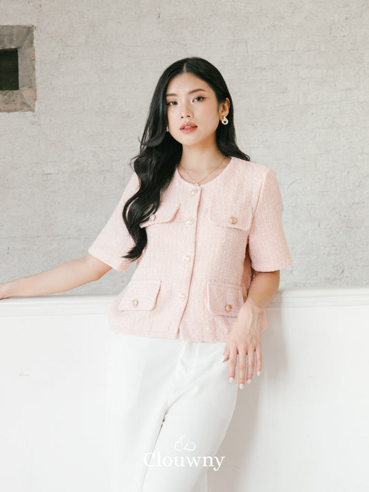 Berlin Tweed Top - Pink
