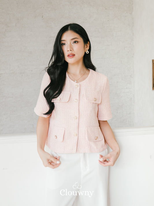 Berlin Tweed Top - Pink