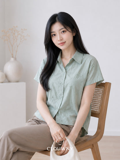 Date Lace Shirt - Sage Green