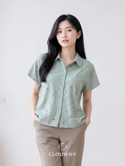 Date Lace Shirt - Sage Green