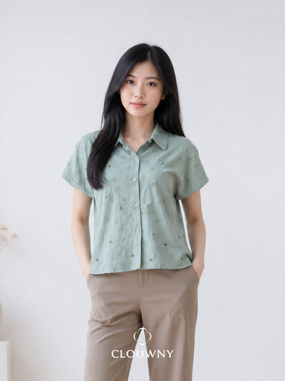 Date Lace Shirt - Sage Green
