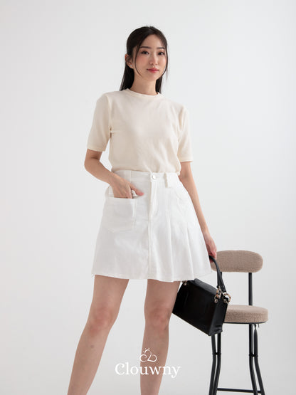 Miel Denim SKort - White