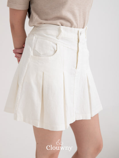 Kloy Denim Skort - White