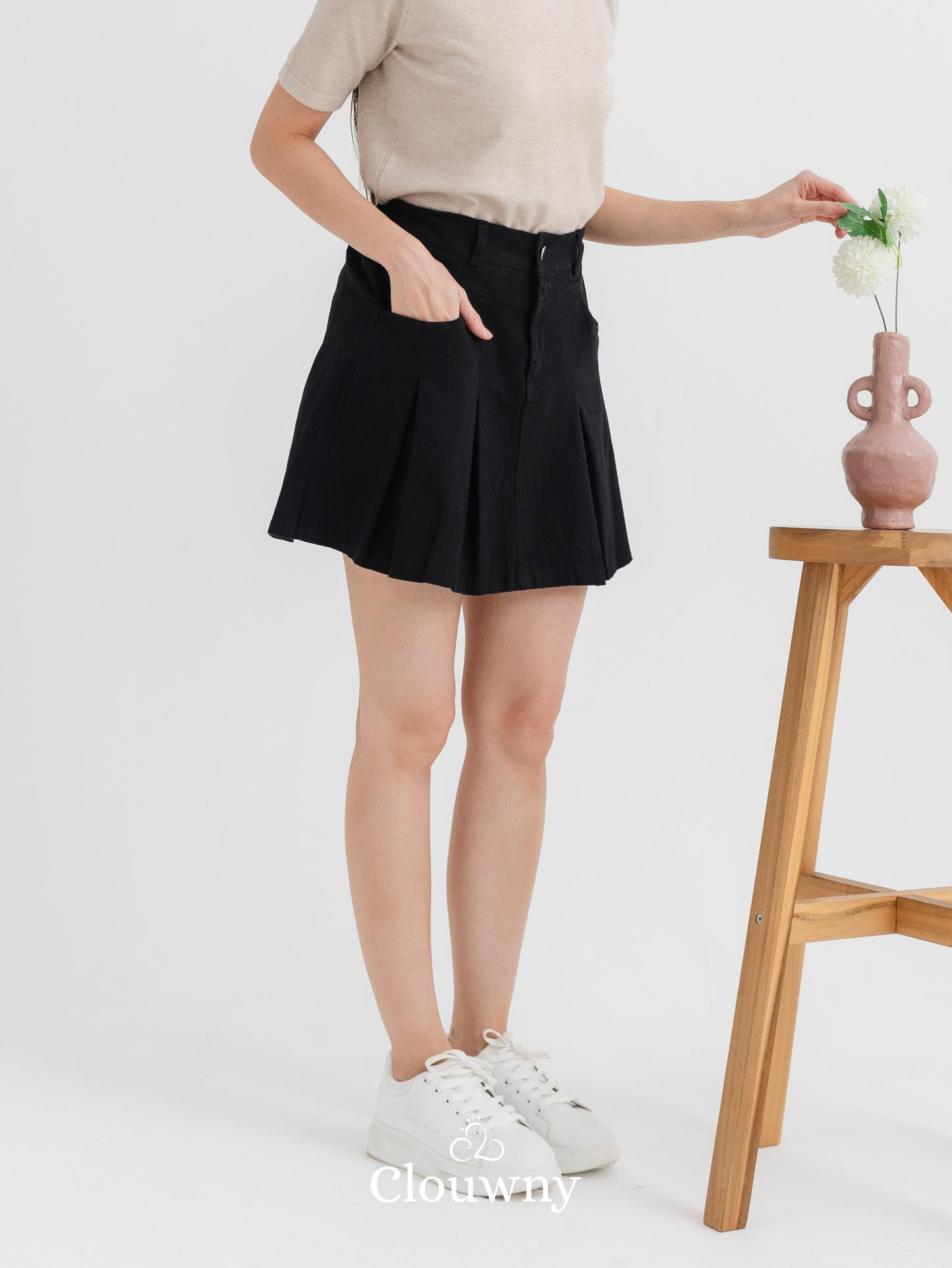 Kloy Denim Skort - Black