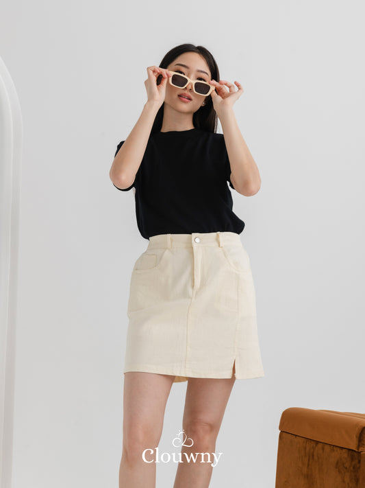 Lanny Denim Skort - Cream