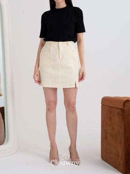 Lanny Denim Skort - Cream