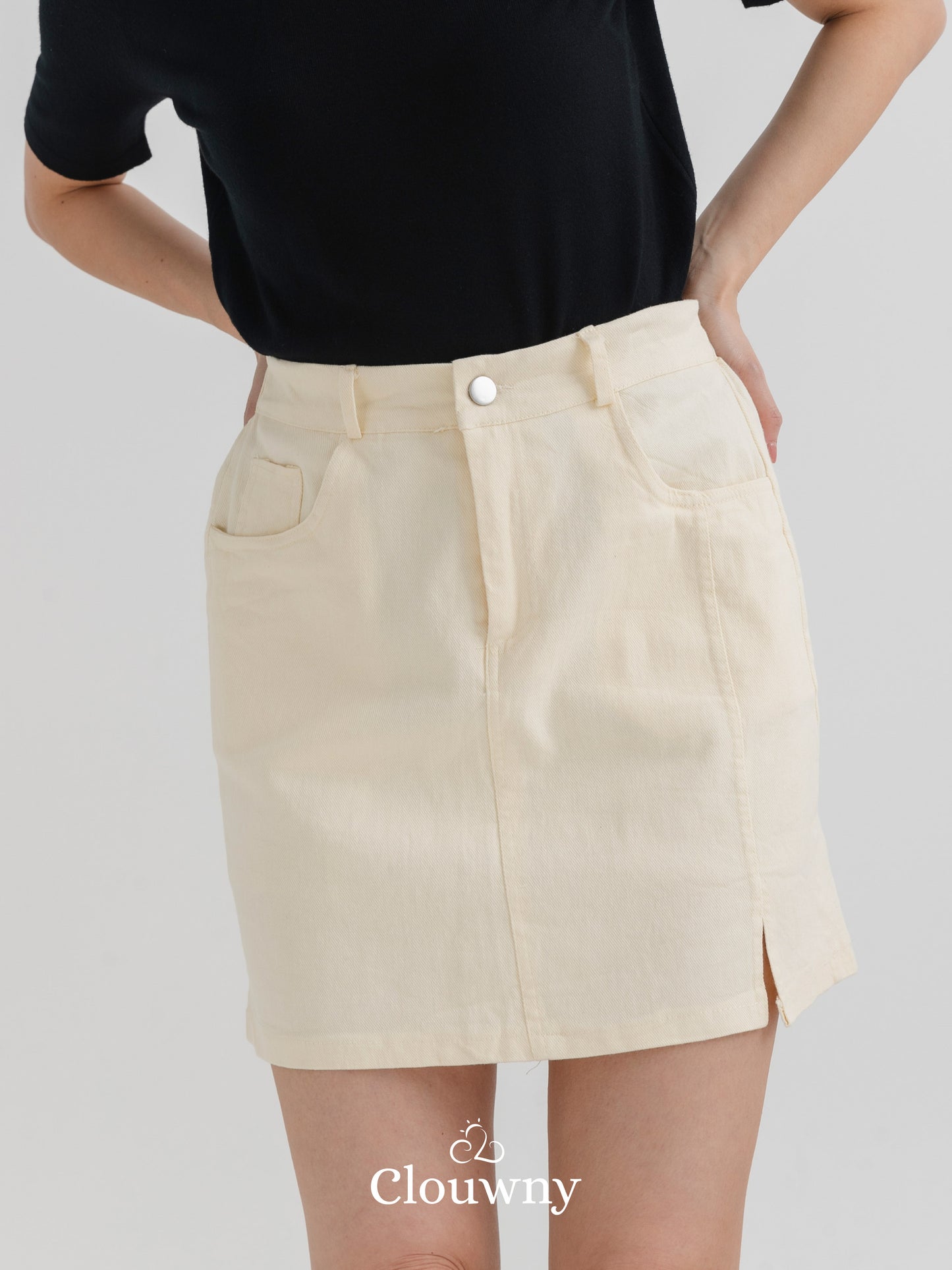 Lanny Denim Skort - Cream