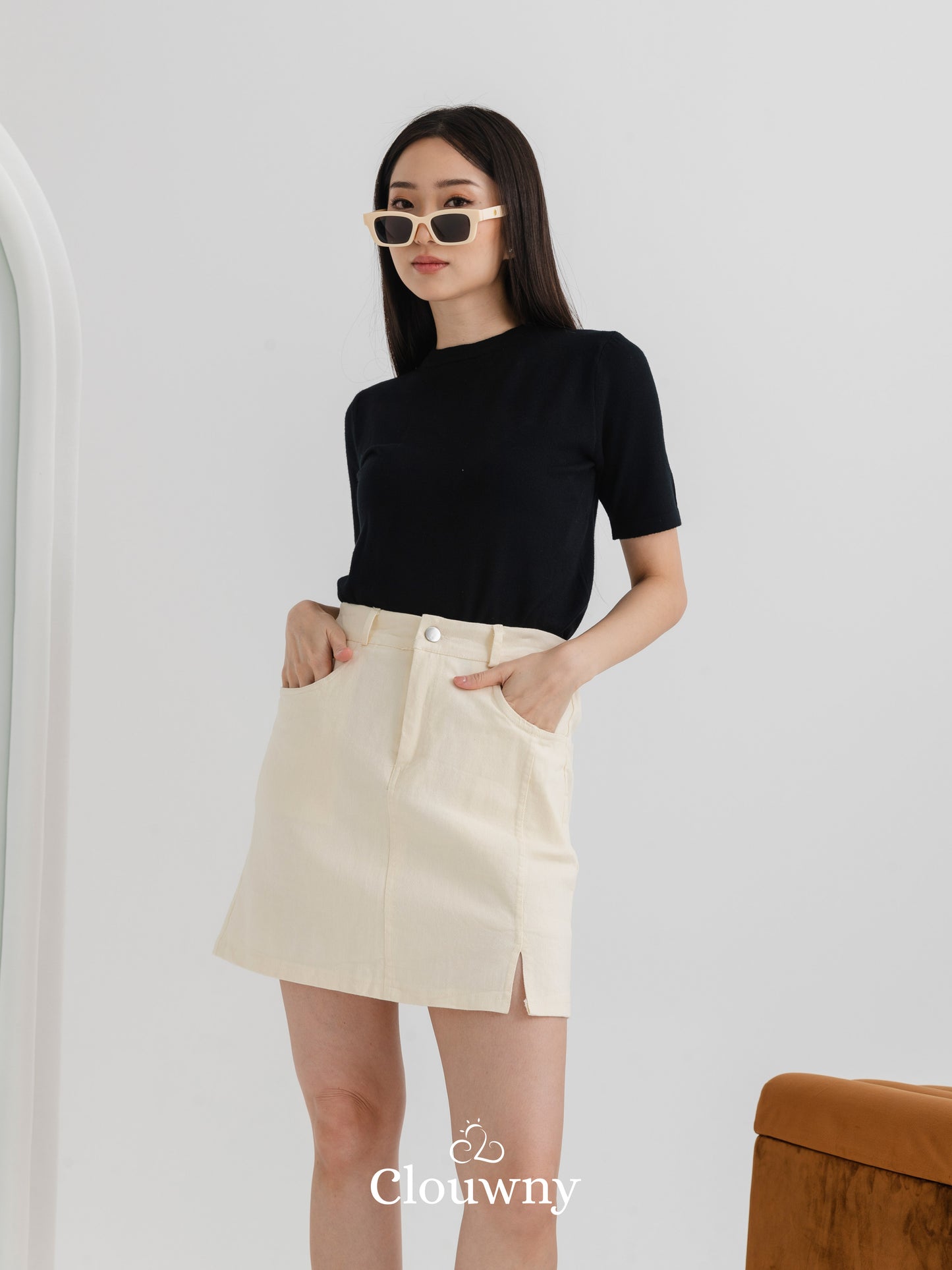 Lanny Denim Skort - Cream