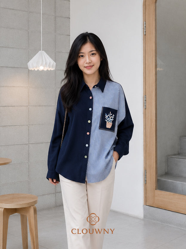 Vaza Pocket Cotton Longsleeve - Navy