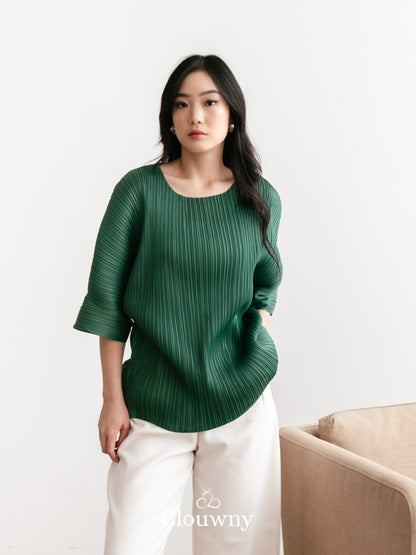 Melani Pleats Top - Emerald Green