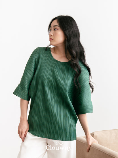 Melani Pleats Top - Emerald Green