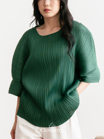 Melani Pleats Top - Emerald Green