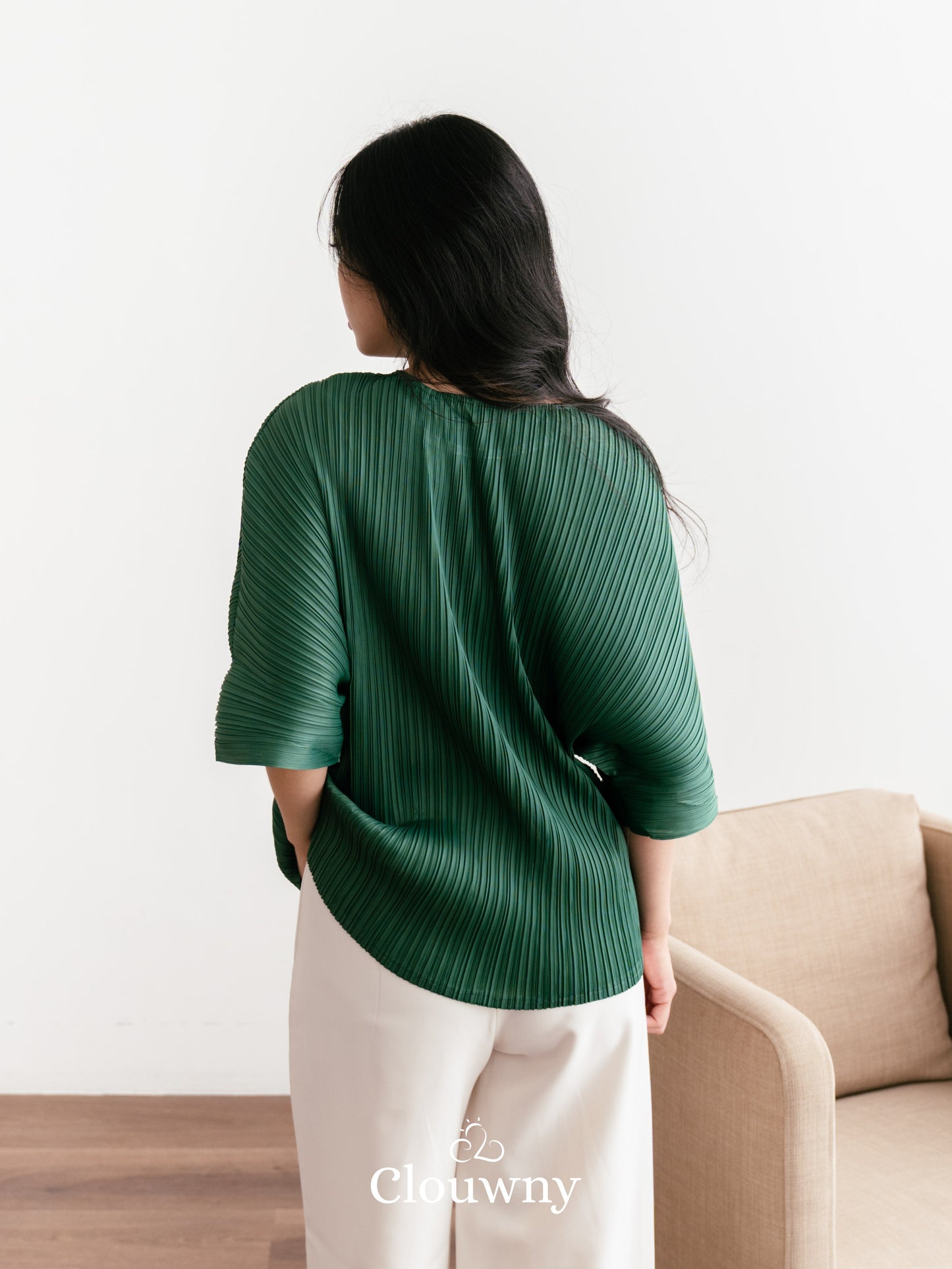 Melani Pleats Top - Emerald Green