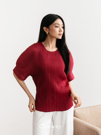 Melani Pleats Top - Maroon