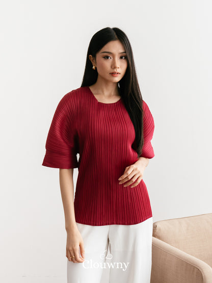 Melani Pleats Top - Maroon