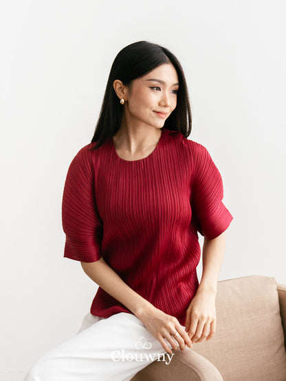 Melani Pleats Top - Maroon