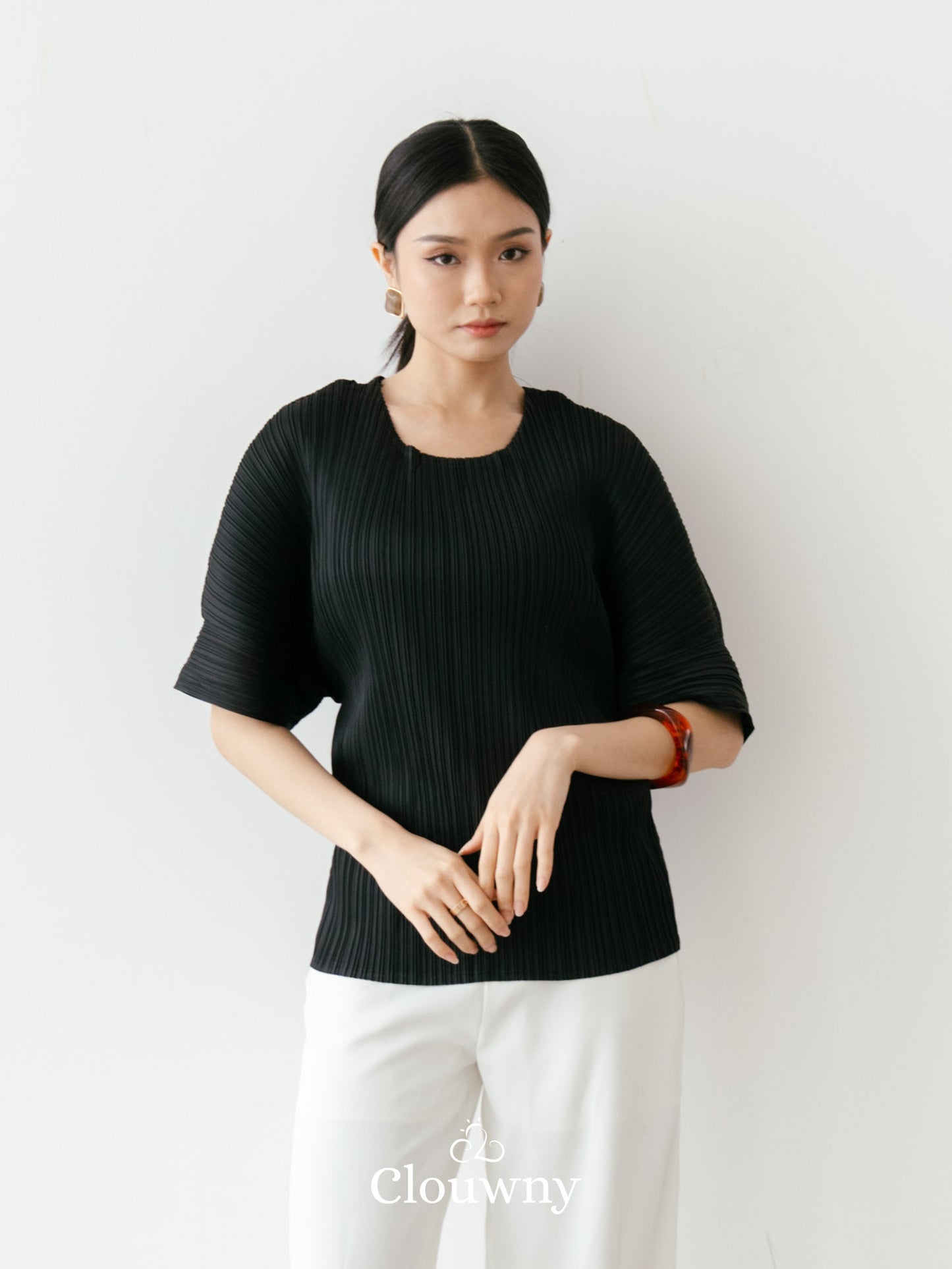 Melani Pleats Top - Black