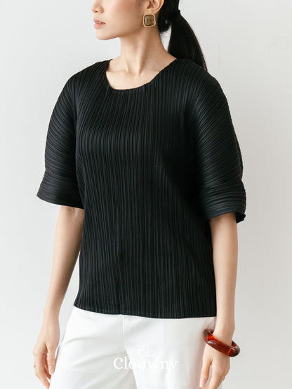 Melani Pleats Top - Black