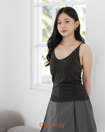 Dela Spaghetti Glitter Tanktop - Black