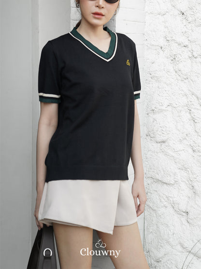 Mesi Vneck Knit Top - Black