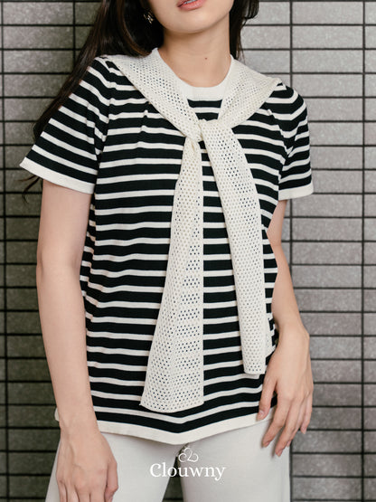 Crystal Scarf Knit Set - Cream