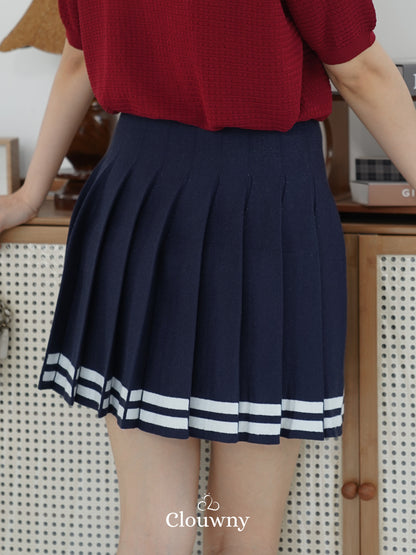Stripes Tennis Skirt - Navy