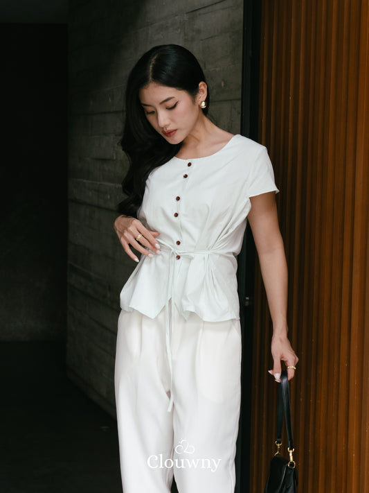 Abey Button Blouse - Blue