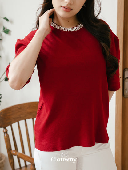 Itza Pearl Knit Top - Maroon