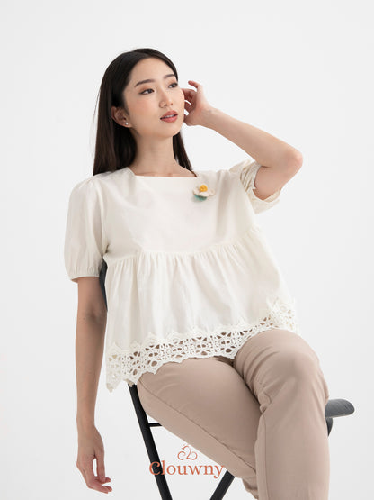 Clara Baby Doll Top - Cream